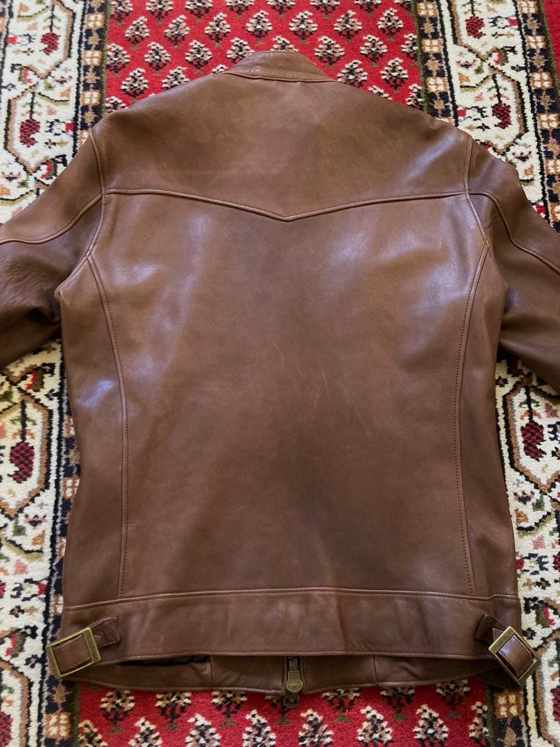 美品！紳士の品格◆暖かいラムレザーライダースジャケットLジャックローズ　ブルゾン