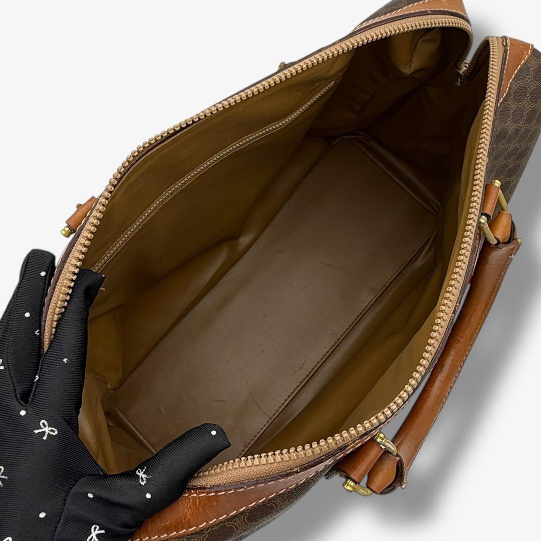 【良品】セリーヌ ボストンバッグ マカダム トリオンフ PVC ヴィンテージ