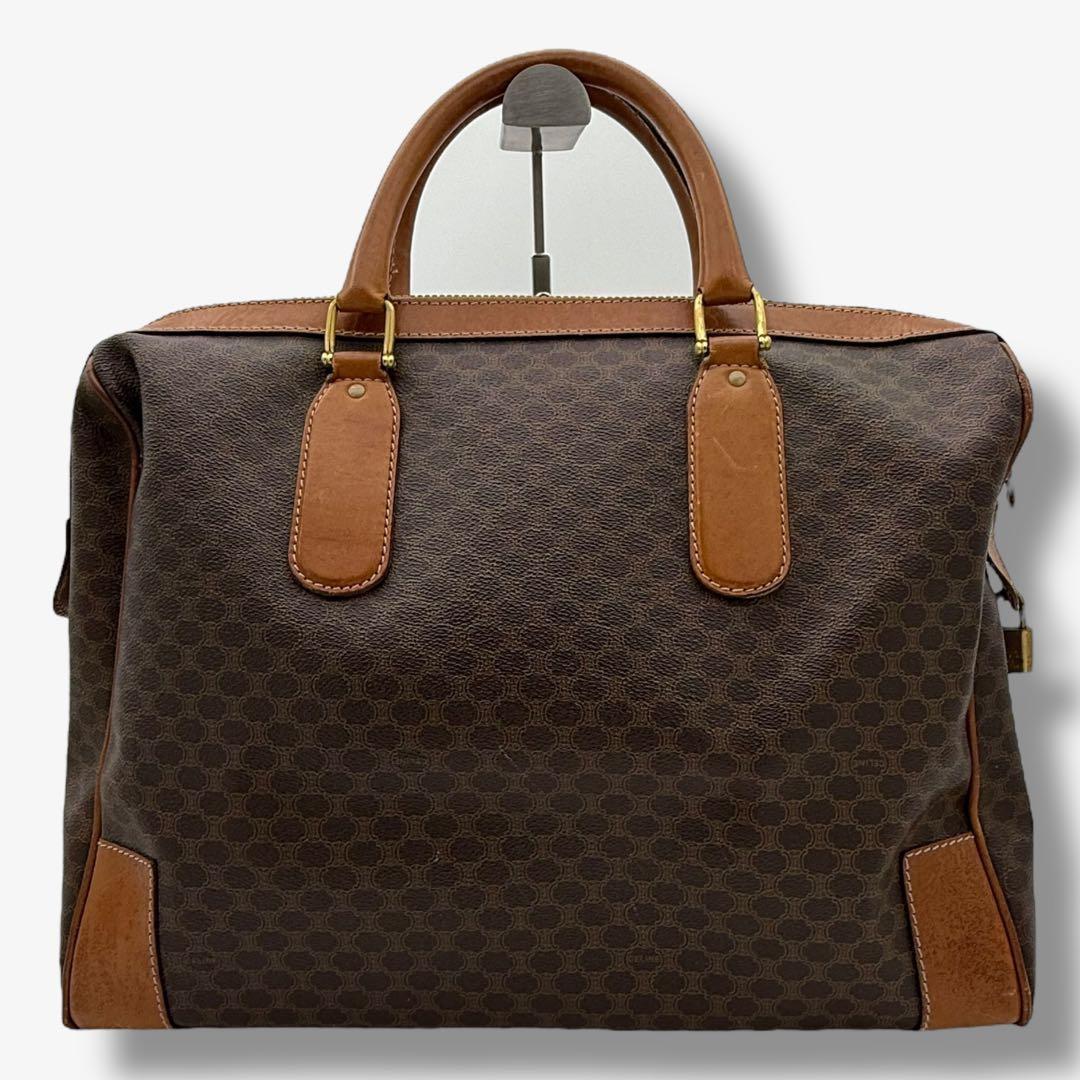 【良品】セリーヌ ボストンバッグ マカダム トリオンフ PVC ヴィンテージ