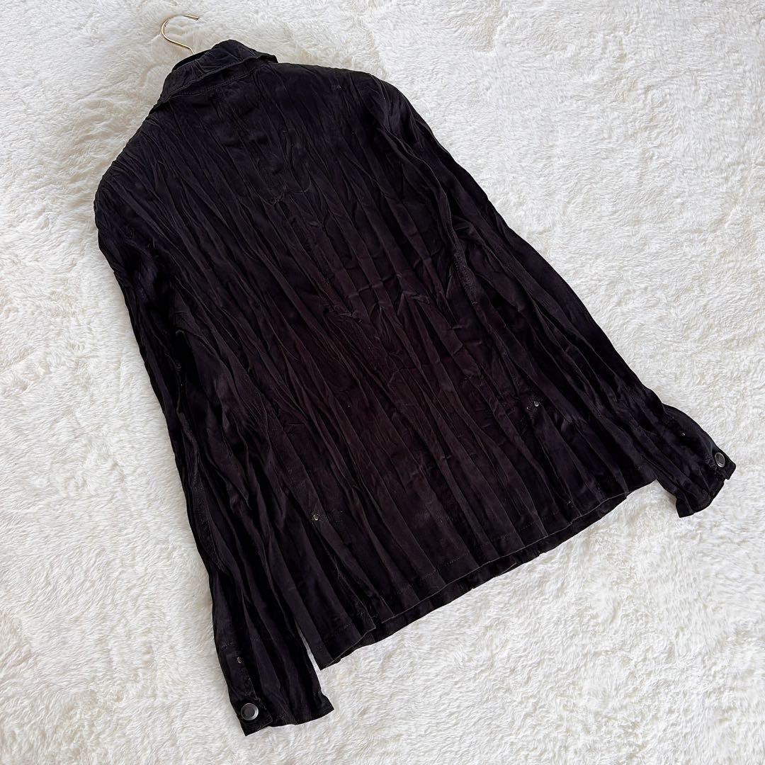 美品✨希少【ISSEY MIYAKE FETE】プリーツ長袖シャツ ブラック3
