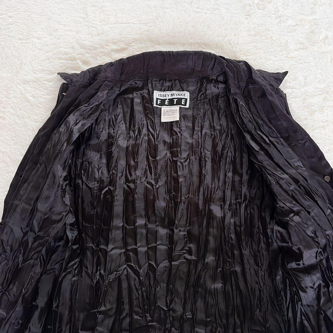 美品✨希少【ISSEY MIYAKE FETE】プリーツ長袖シャツ ブラック3