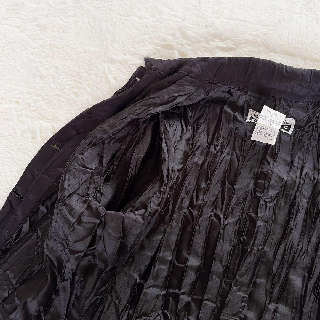 美品✨希少【ISSEY MIYAKE FETE】プリーツ長袖シャツ ブラック3