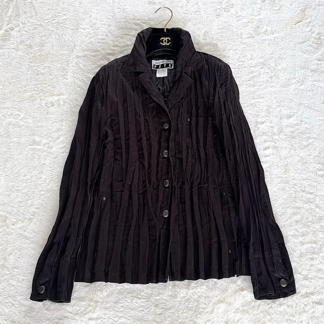美品✨希少【ISSEY MIYAKE FETE】プリーツ長袖シャツ ブラック3