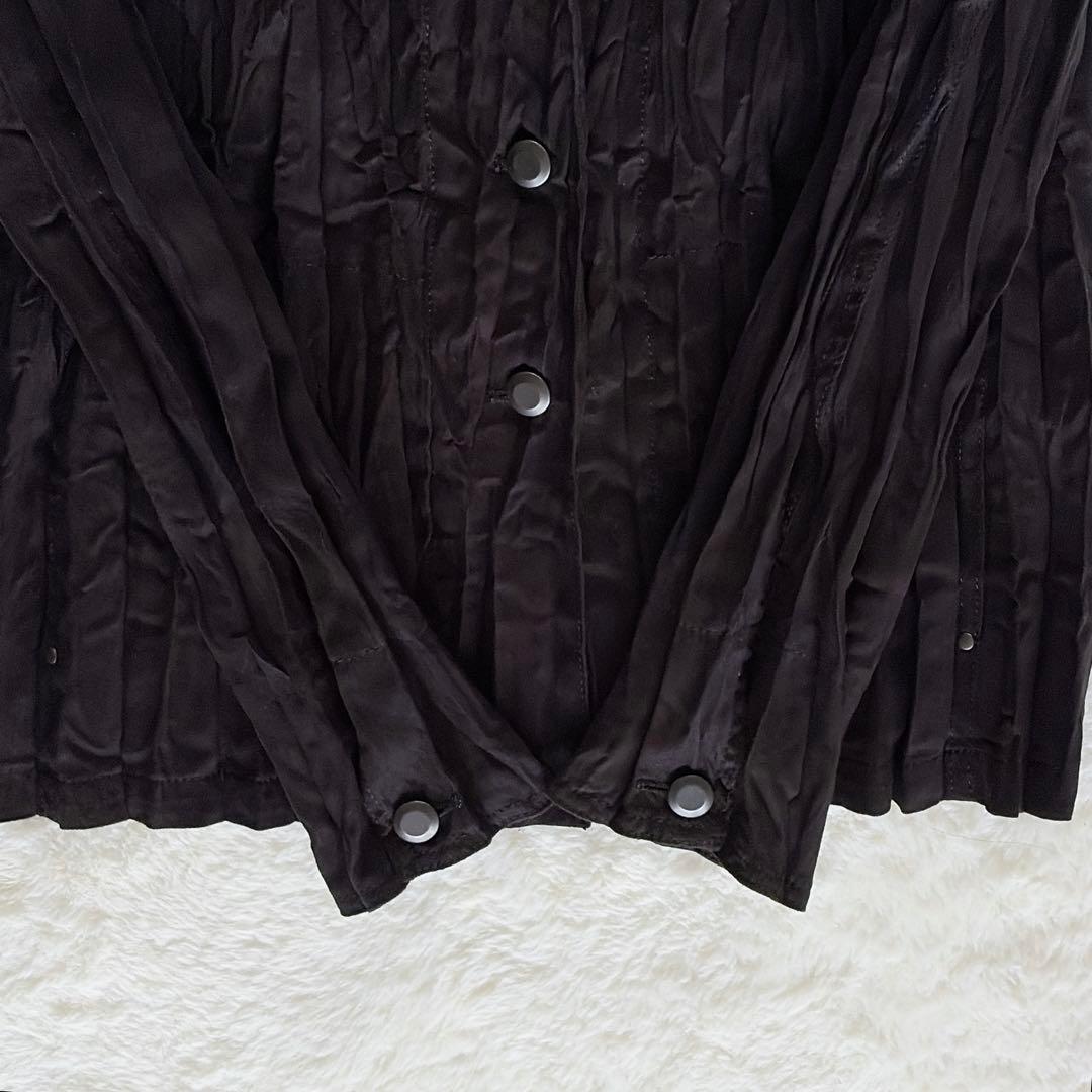 美品✨希少【ISSEY MIYAKE FETE】プリーツ長袖シャツ ブラック3