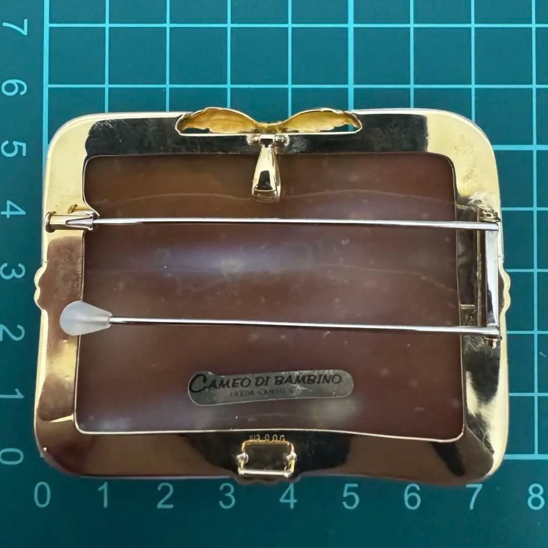 松坂屋　K18 カメオ　シェル　ダイヤモンド　デザイナー作品　ブローチ＆トップ