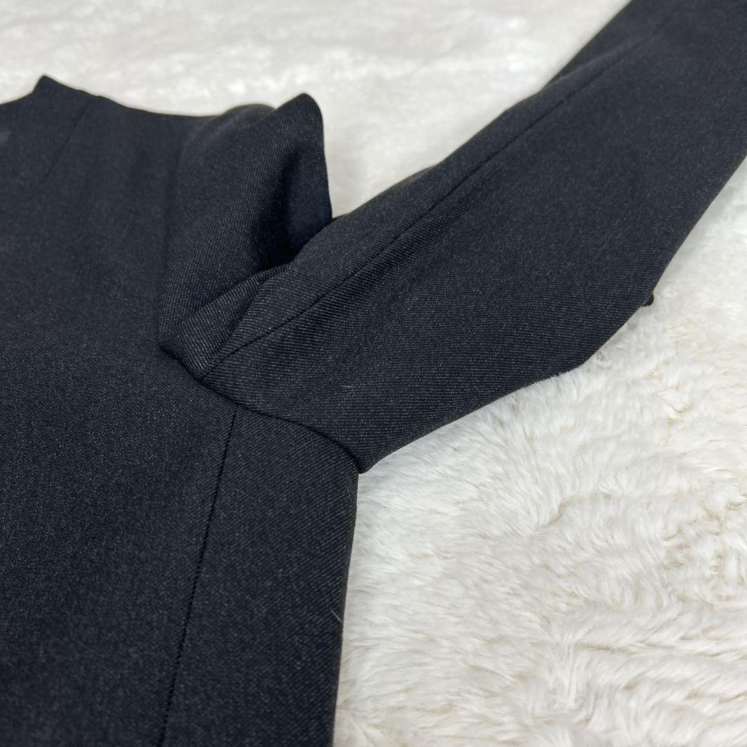 極美品✨ レミュー ノーカラー パンツスーツグレー 洗える ストレッチ 11号