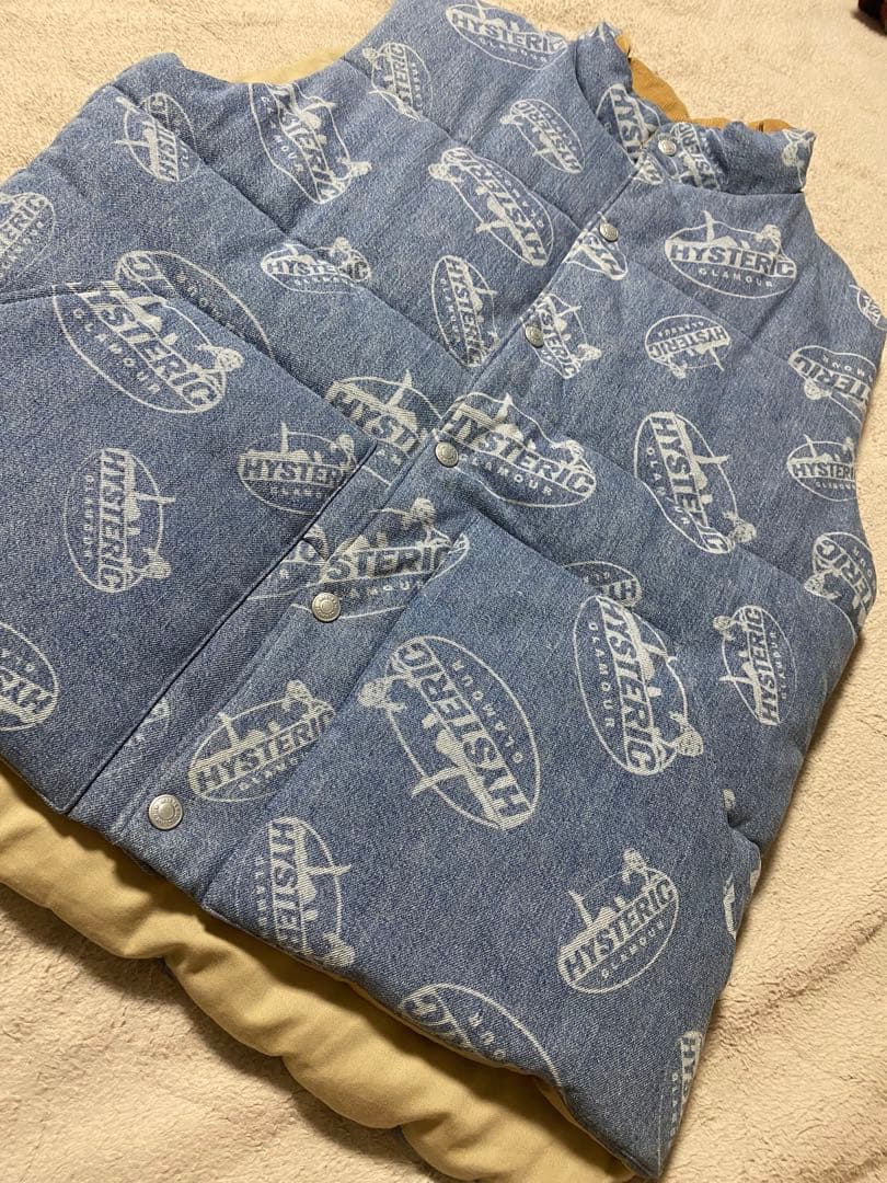 HYSTERICGLAMOUR　OVAL WOMAN柄 デニム ダウンベストXL