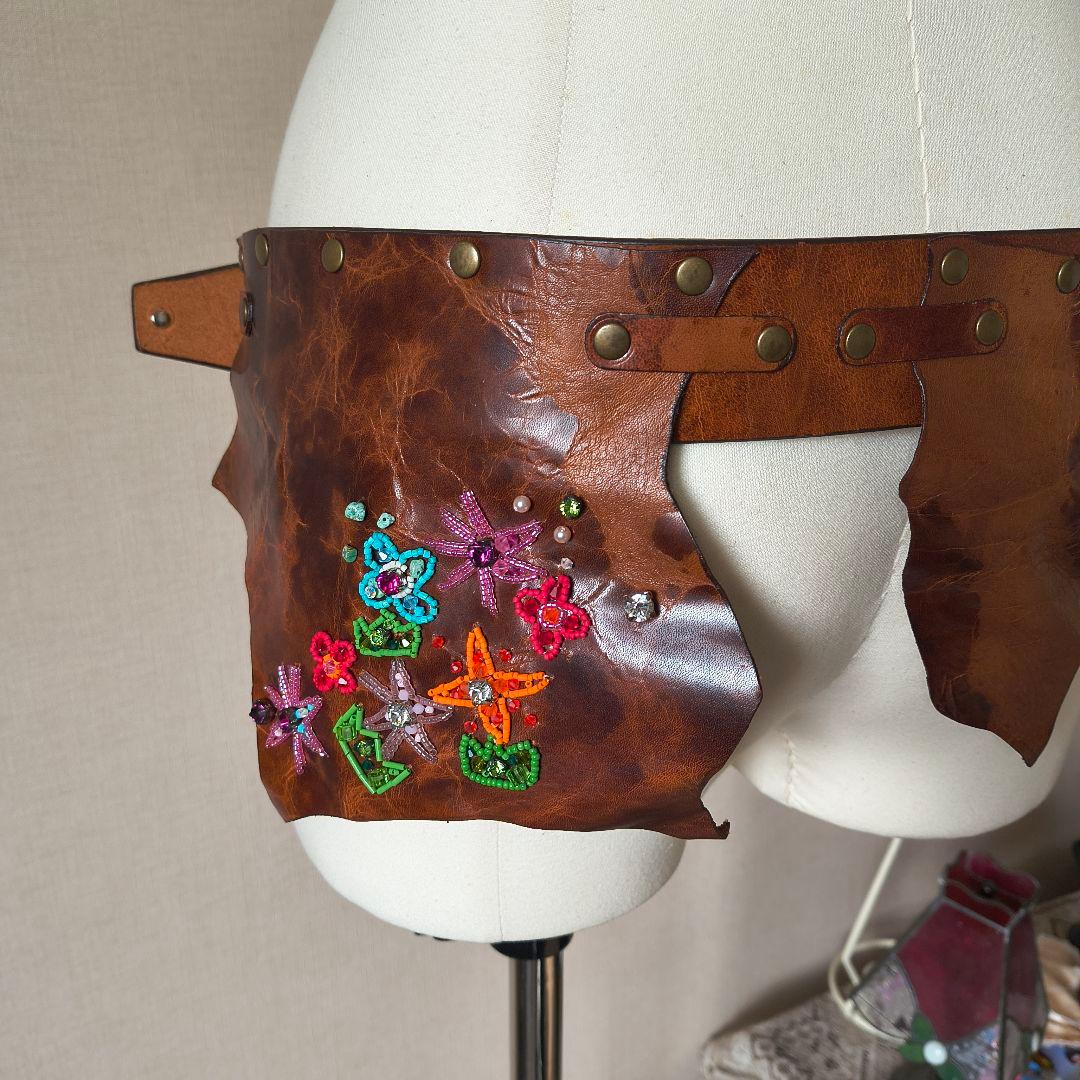 未使用 アルベロベロ オレボレブラ レザーウエストベルト ブラウン