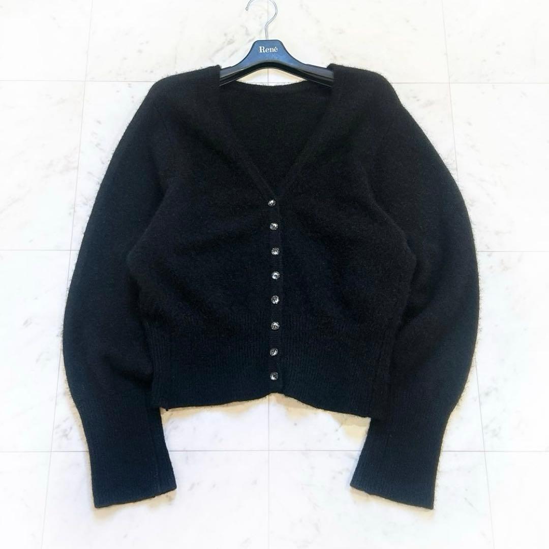 美品 ADAM ET ROPE ヤク ウール 2WAYカーディガン ブラック 黒