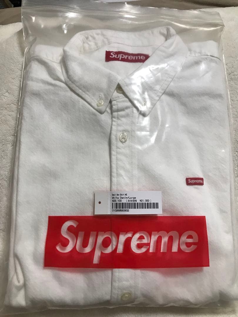 Supreme Small Box Denim Shirt L ホワイトデニム