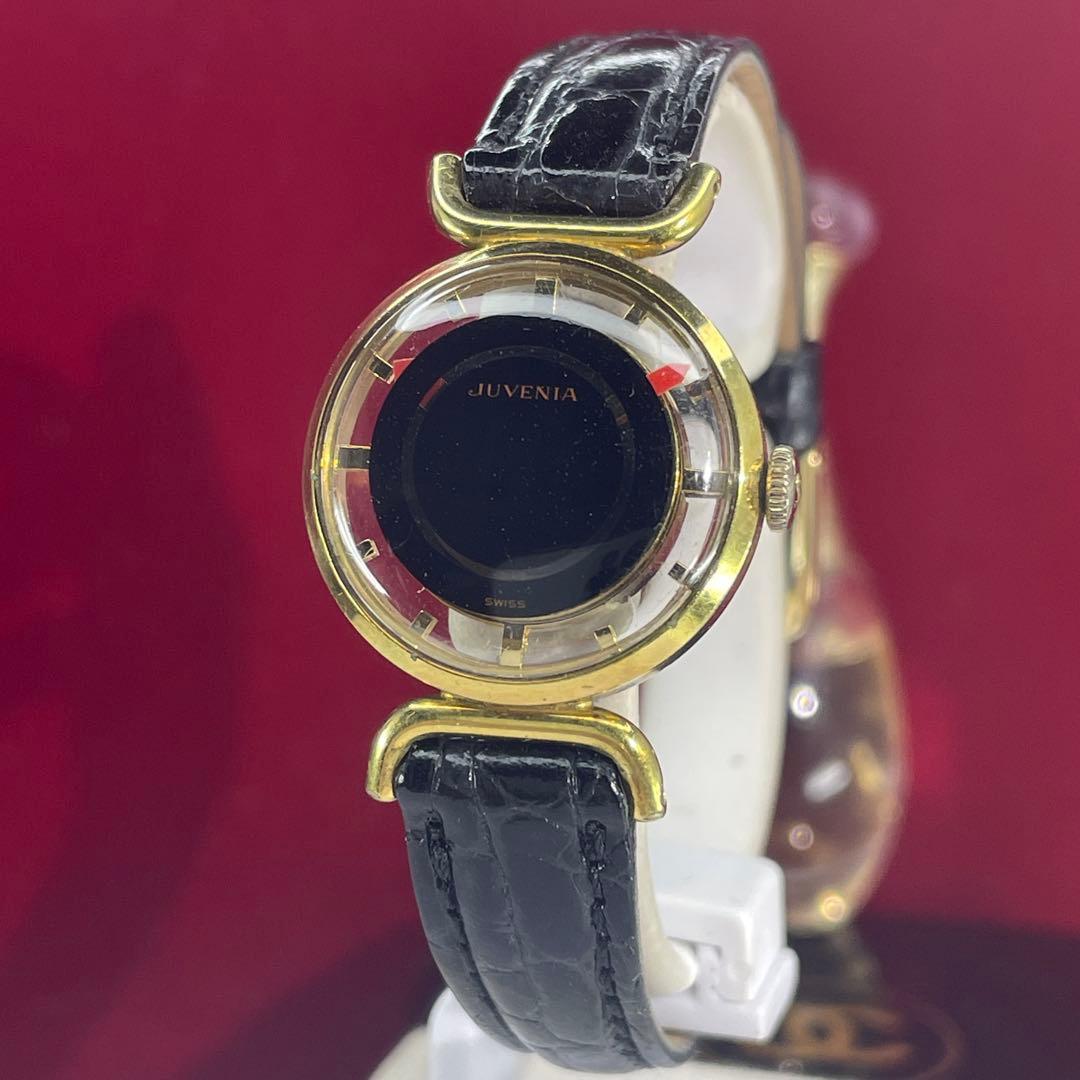 希少 70s JUVENIA ジュベニア ミステリーダイヤル裏スケ 手巻 腕時計