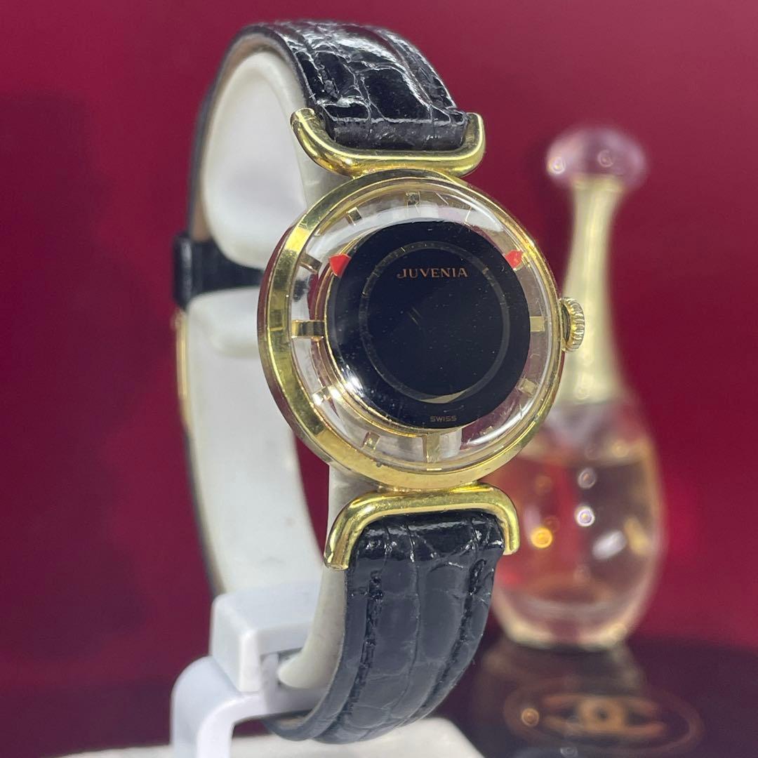 希少 70s JUVENIA ジュベニア ミステリーダイヤル裏スケ 手巻 腕時計