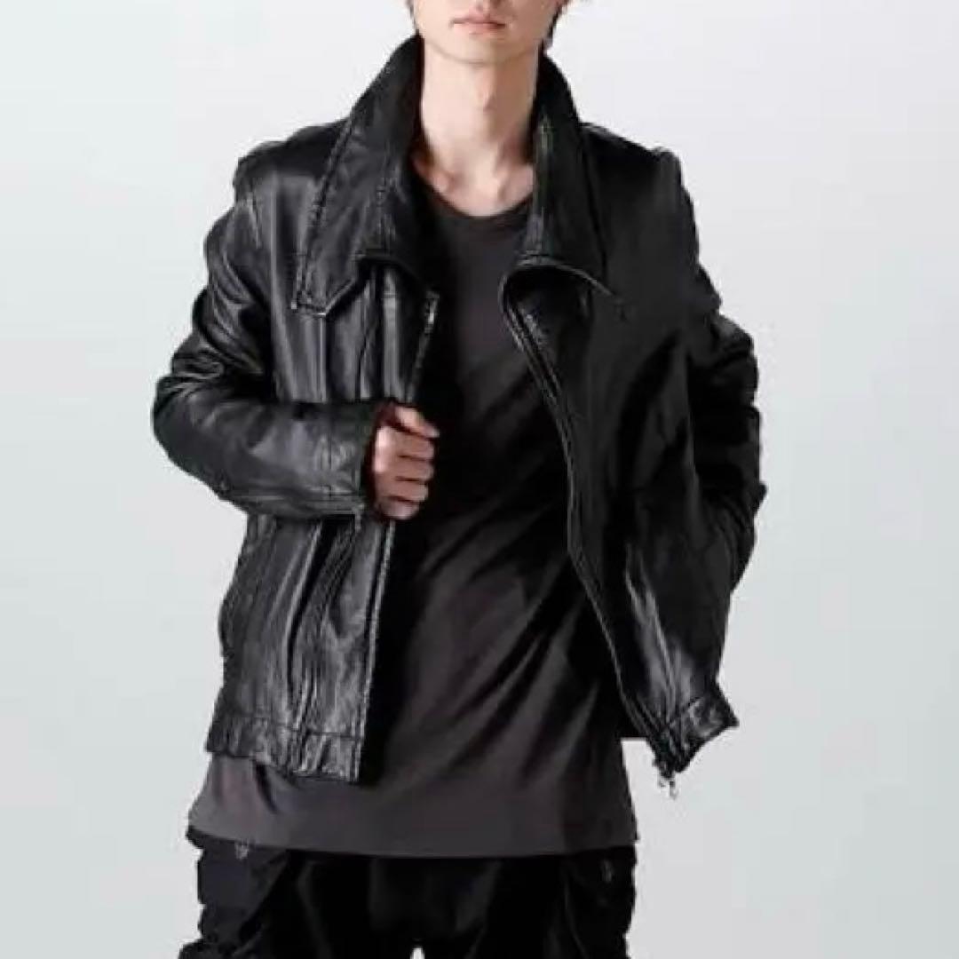 ユリウス JULIUS ジャットネックレザーライダースジャケット