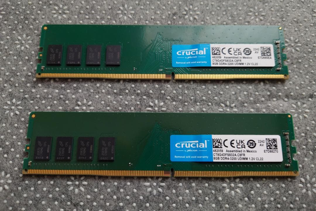 Crucial 16GB DDR4 メモリー 3200MHz 8GB×2枚