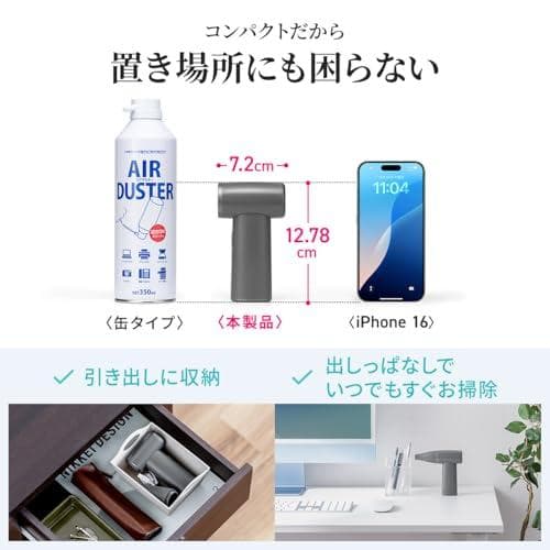 サンワダイレクト 電動エアダスター 充電式 USB-C 4段階風量調節 ガス不p
