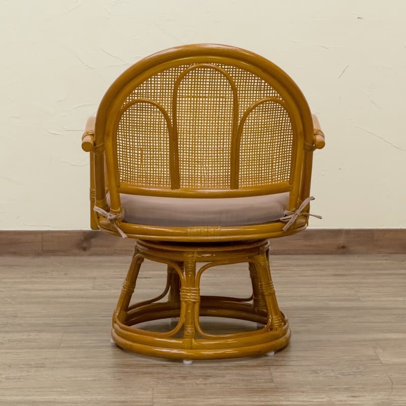 【送料無料】ラタン 回転座椅子 ミドルタイプ 360度 天然藤