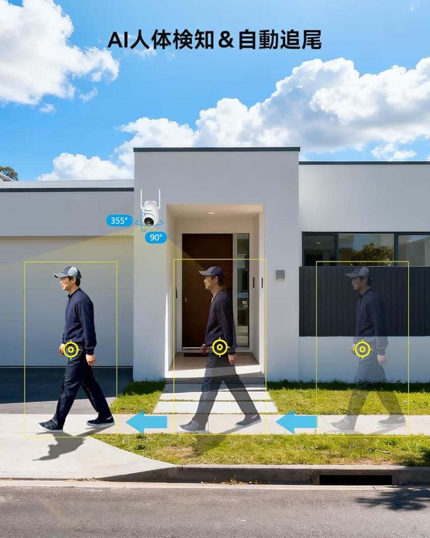 JENNOV 防犯カメラ 屋外 800万画素対応可 360°広角撮影 パンチルト