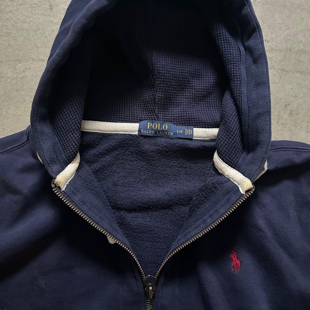 夜*チ様 ラルフローレン ジップパーカー 裏サーマル ナス紺ネイビー Lサイズ