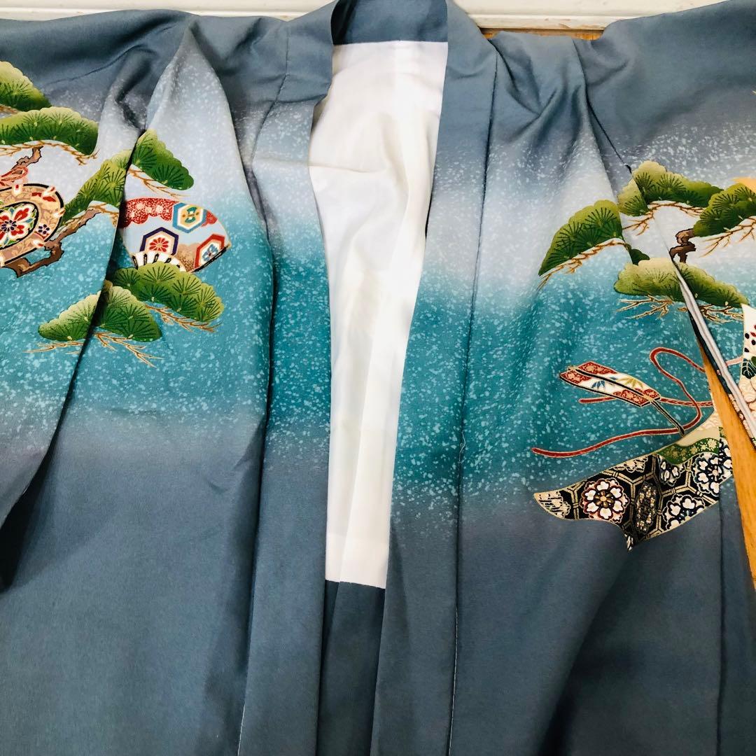 七五三5歳完全フルセット‼️豪華青系兜鷹金彩煌びやか⭐︎袴金蘭刺繍豪華逸品