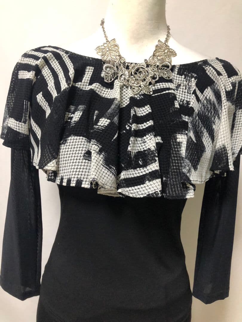 社交ダンス練習レッスン着パーティクリエイトサン現行ケープ風上下セットアップドレス