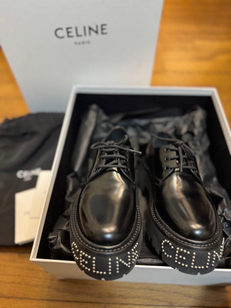 CELINE 厚底レースアップスタッズロゴシューズ 36.5