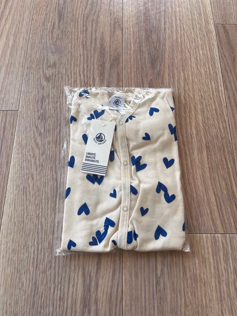 プチバトー　3m 60㎝　ハート　ボーダー　ロンパース