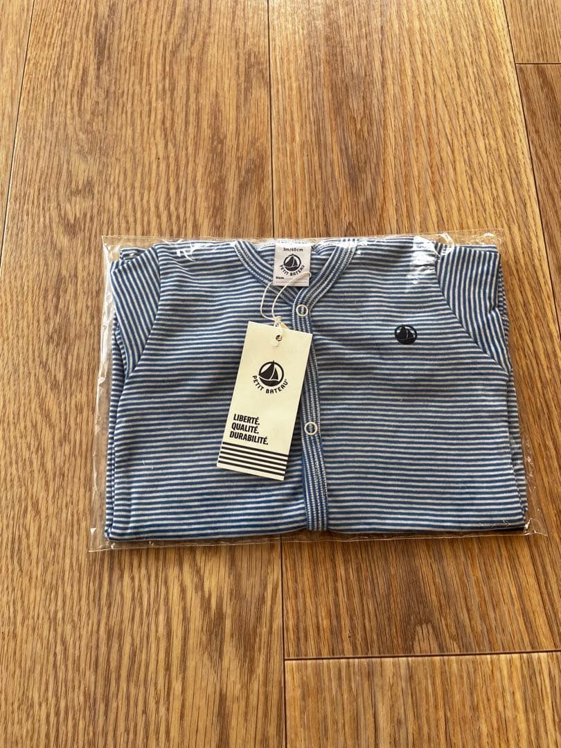 プチバトー　3m 60㎝　ハート　ボーダー　ロンパース