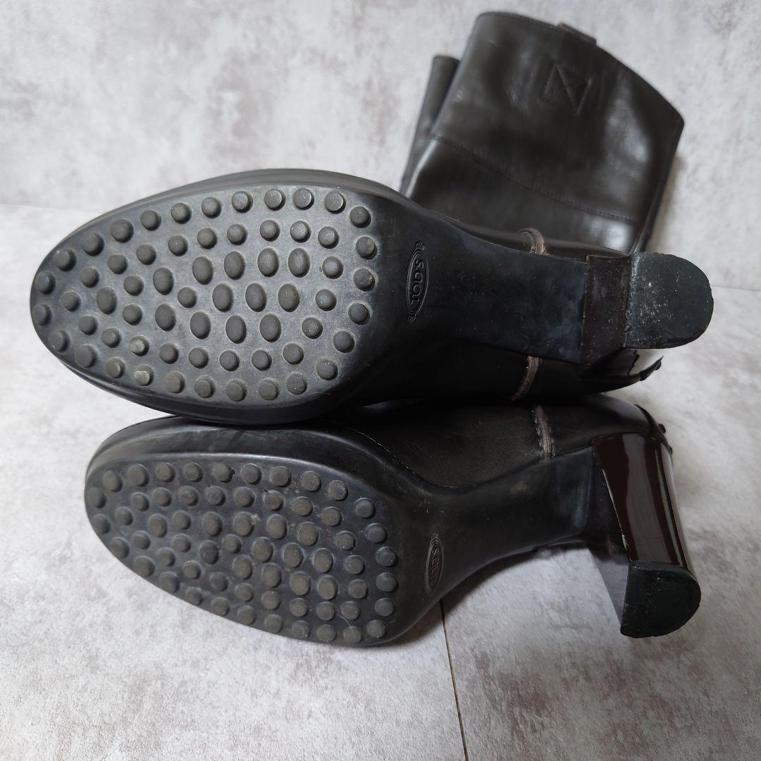 TOD’S トッズ ロングブーツ レザー ダークブラウン 37 1/2 美脚