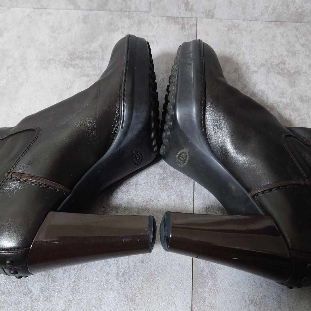 TOD’S トッズ ロングブーツ レザー ダークブラウン 37 1/2 美脚