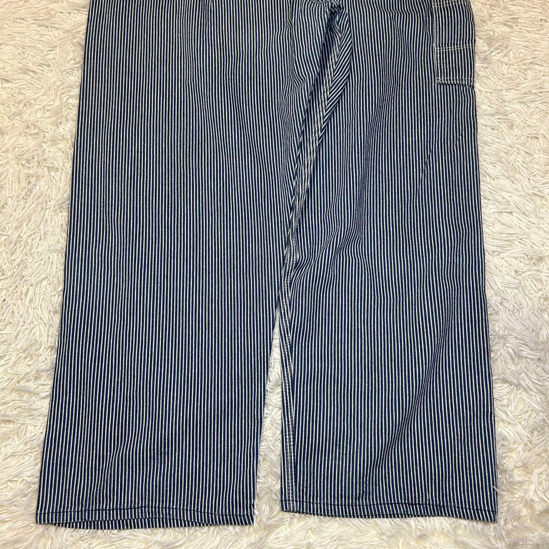 KEY オーバーオール　ヒッコリー 大きめ w42 サロペット　オールインワン