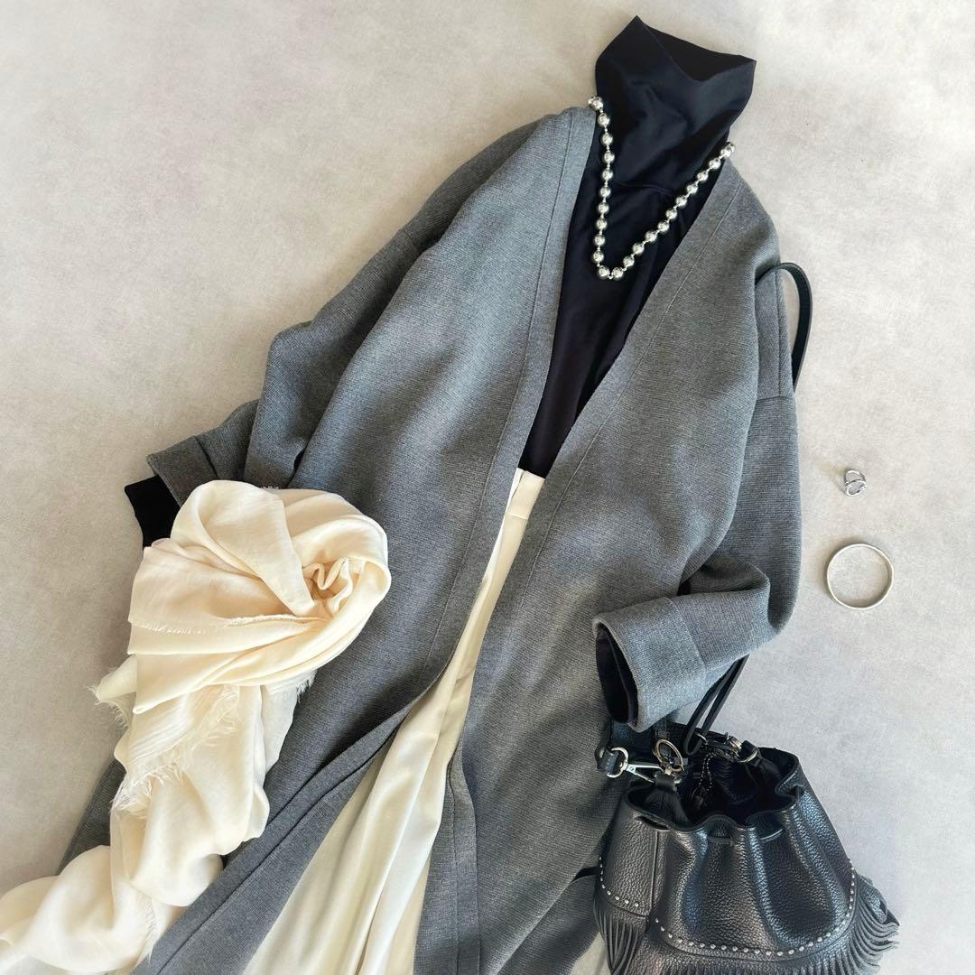 美品▲定価4.7万▲SLOANE / 12Gメリノウールミラノリブガウン▲グレー