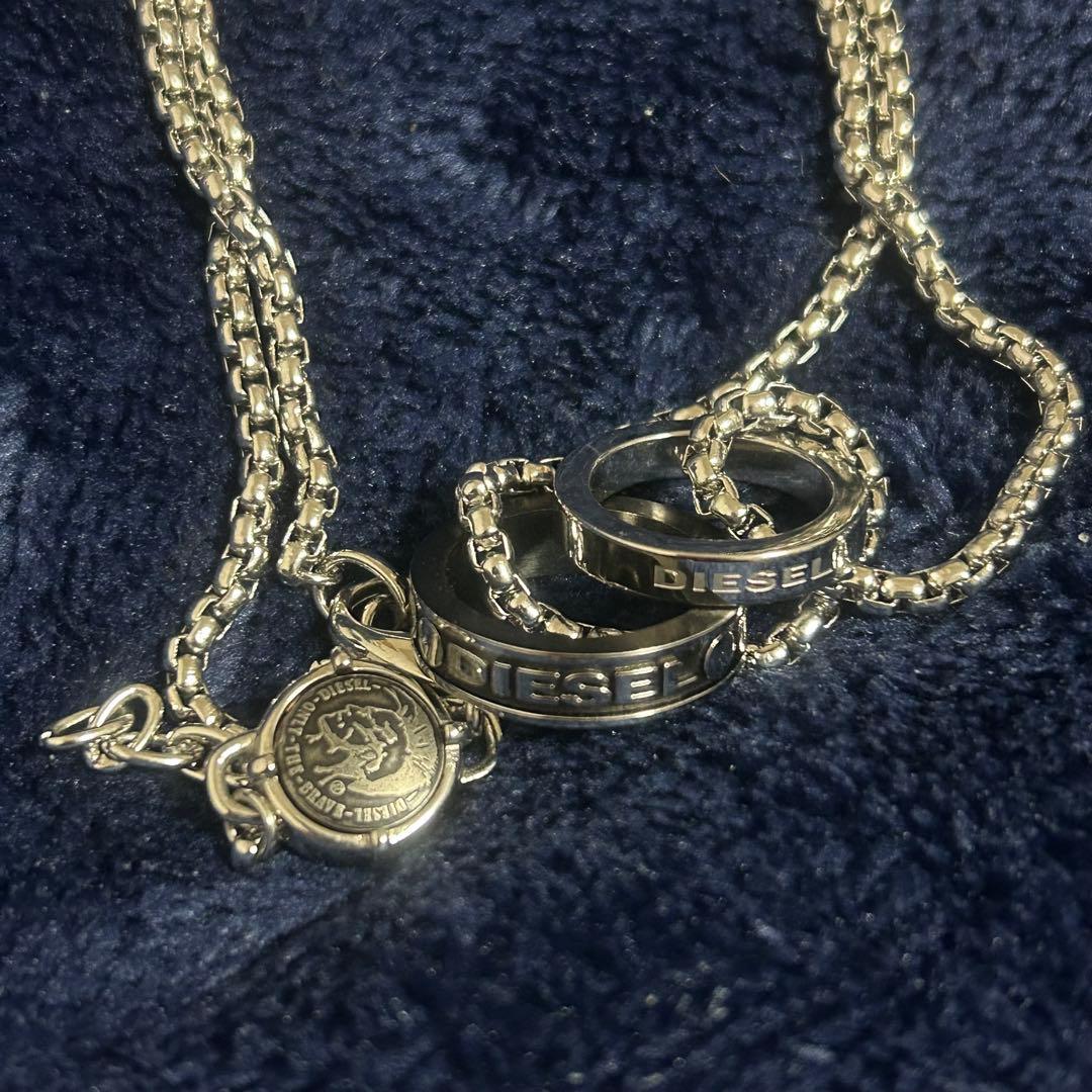 人気　ディーゼル シルバーネックレス ダブルリング ブレイブマン　DIESEL