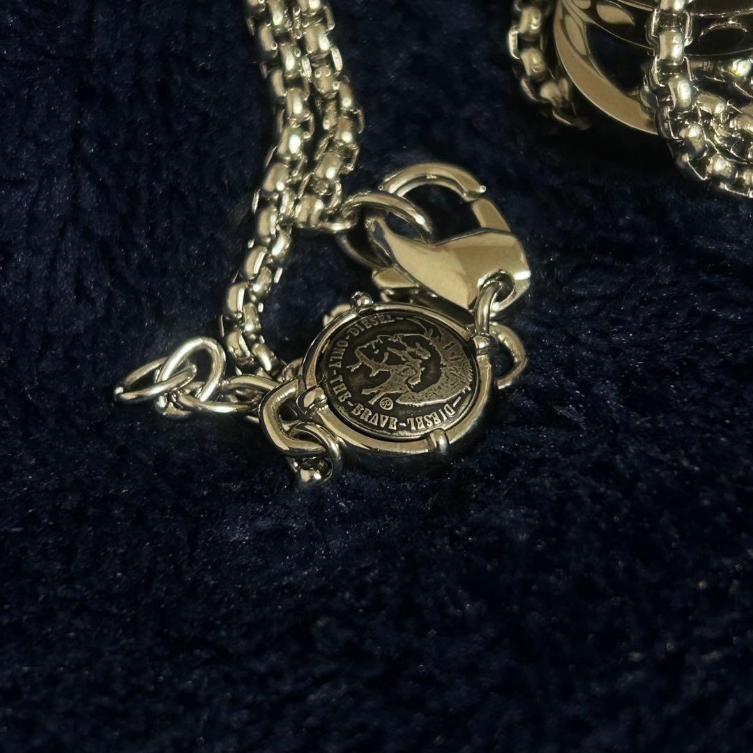 人気　ディーゼル シルバーネックレス ダブルリング ブレイブマン　DIESEL