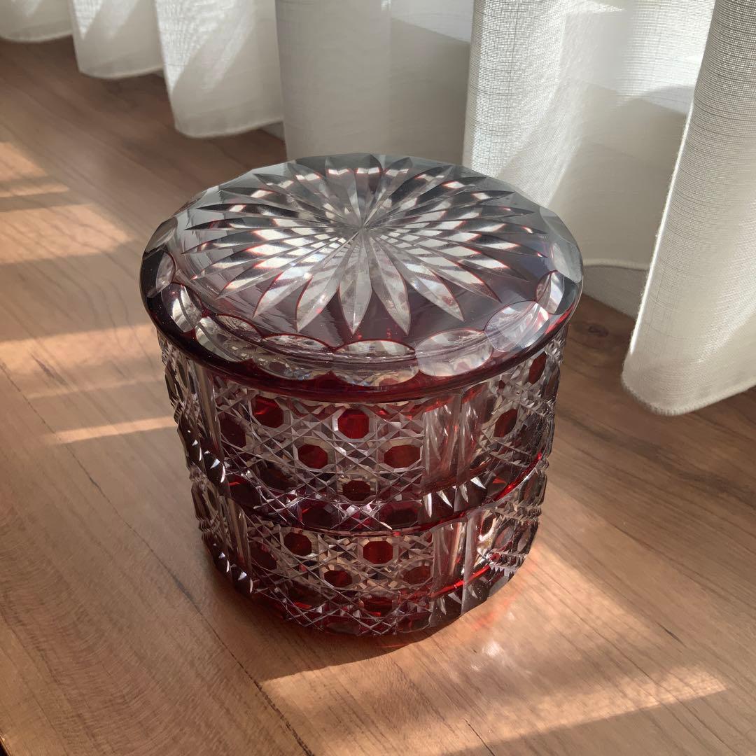 江戸切子　篭目紋ボンボニエール