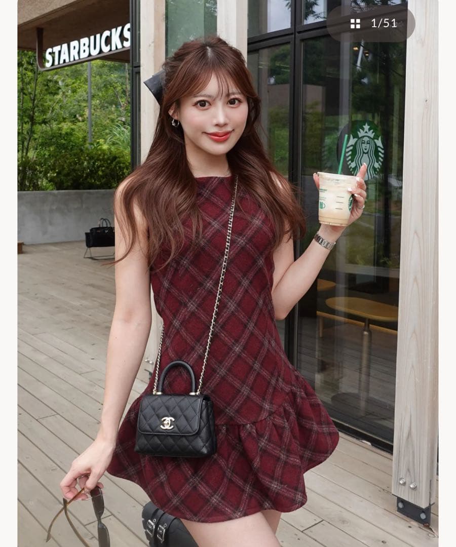 mel Darich タータンチェックノースリミニワンピース