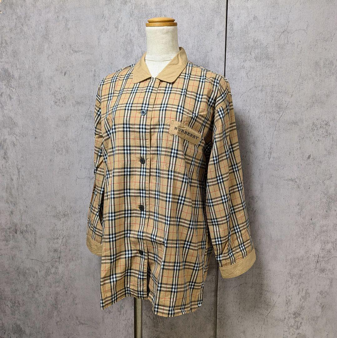 ✨️極美品✨️バーバリーロンドン ノバチェックシャツ ベージュ ロゴ刺繍 M