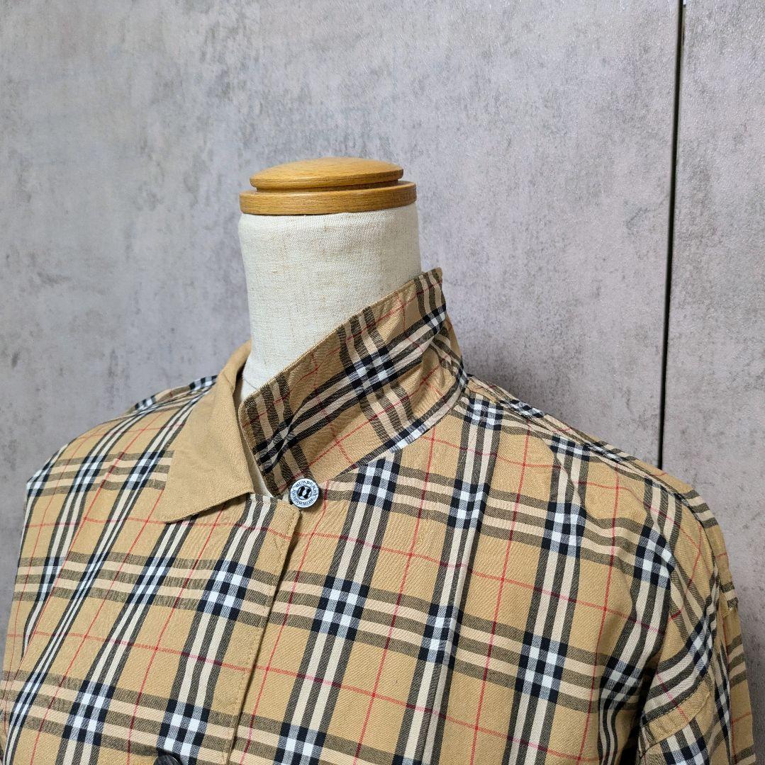 ✨️極美品✨️バーバリーロンドン ノバチェックシャツ ベージュ ロゴ刺繍 M
