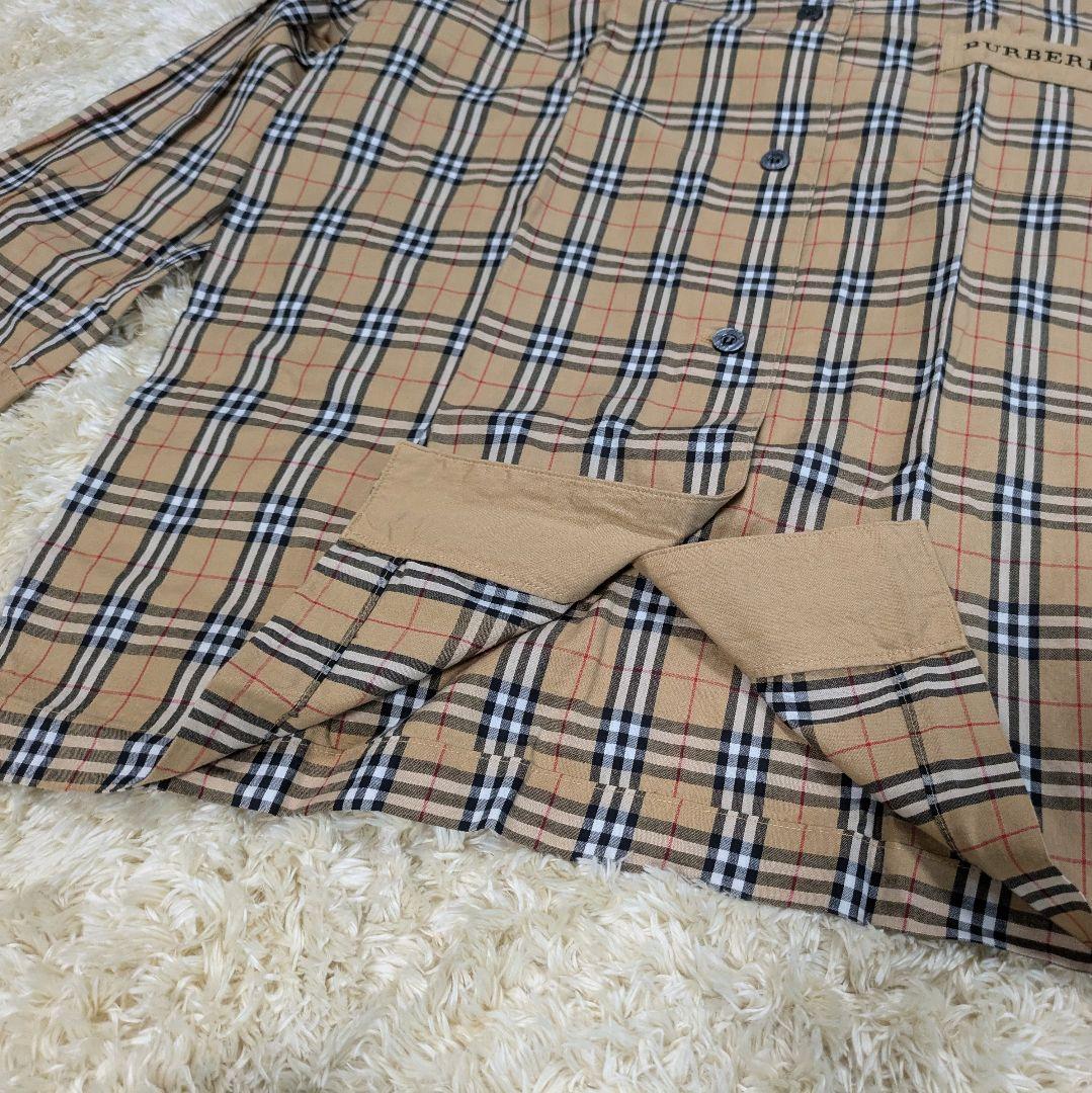 ✨️極美品✨️バーバリーロンドン ノバチェックシャツ ベージュ ロゴ刺繍 M