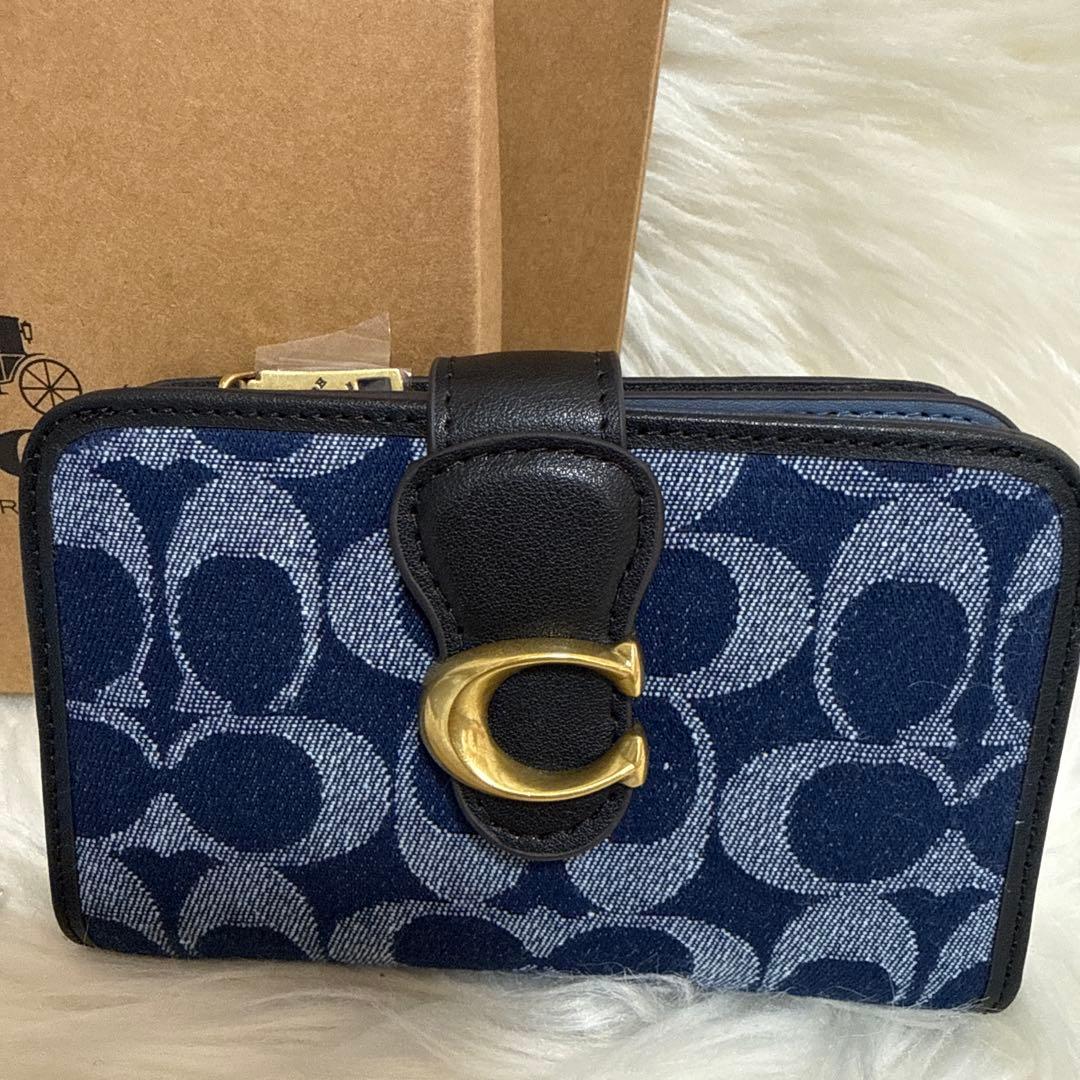 COACH 二つ折り財布 ネイビー デニム