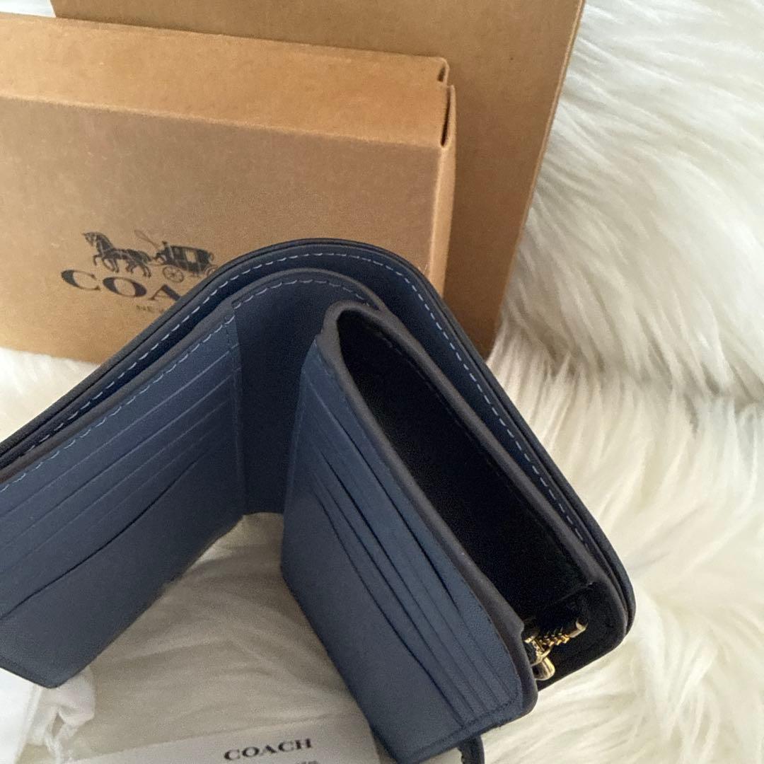 COACH 二つ折り財布 ネイビー デニム