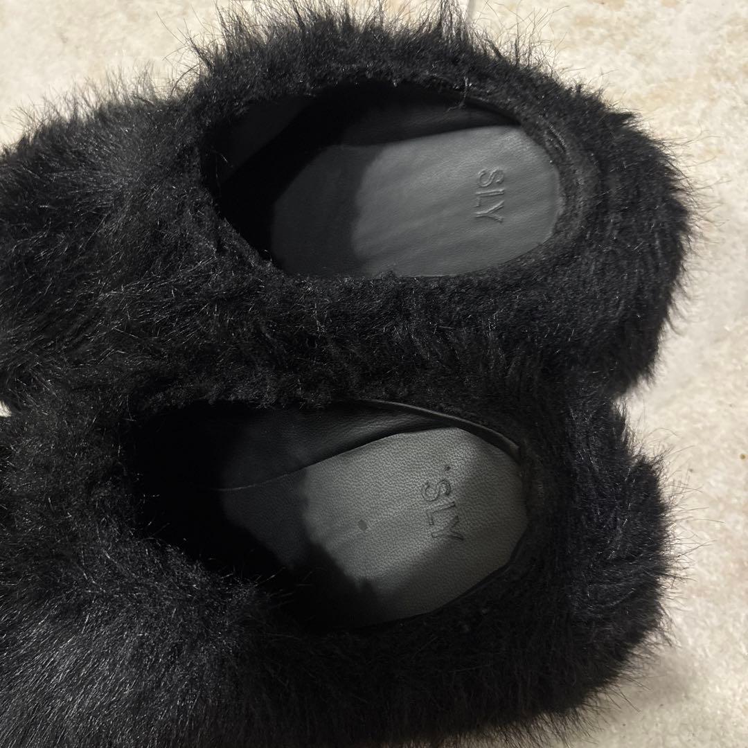 SLY LONG FUR SANDAL ロングファーサンダル m スリッポン