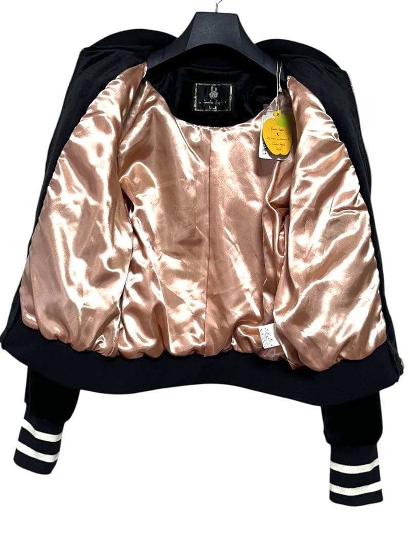 新品未使用　フランシュリッペ　ぼんやりパンダベロアスカジャン　サイズM ブラック