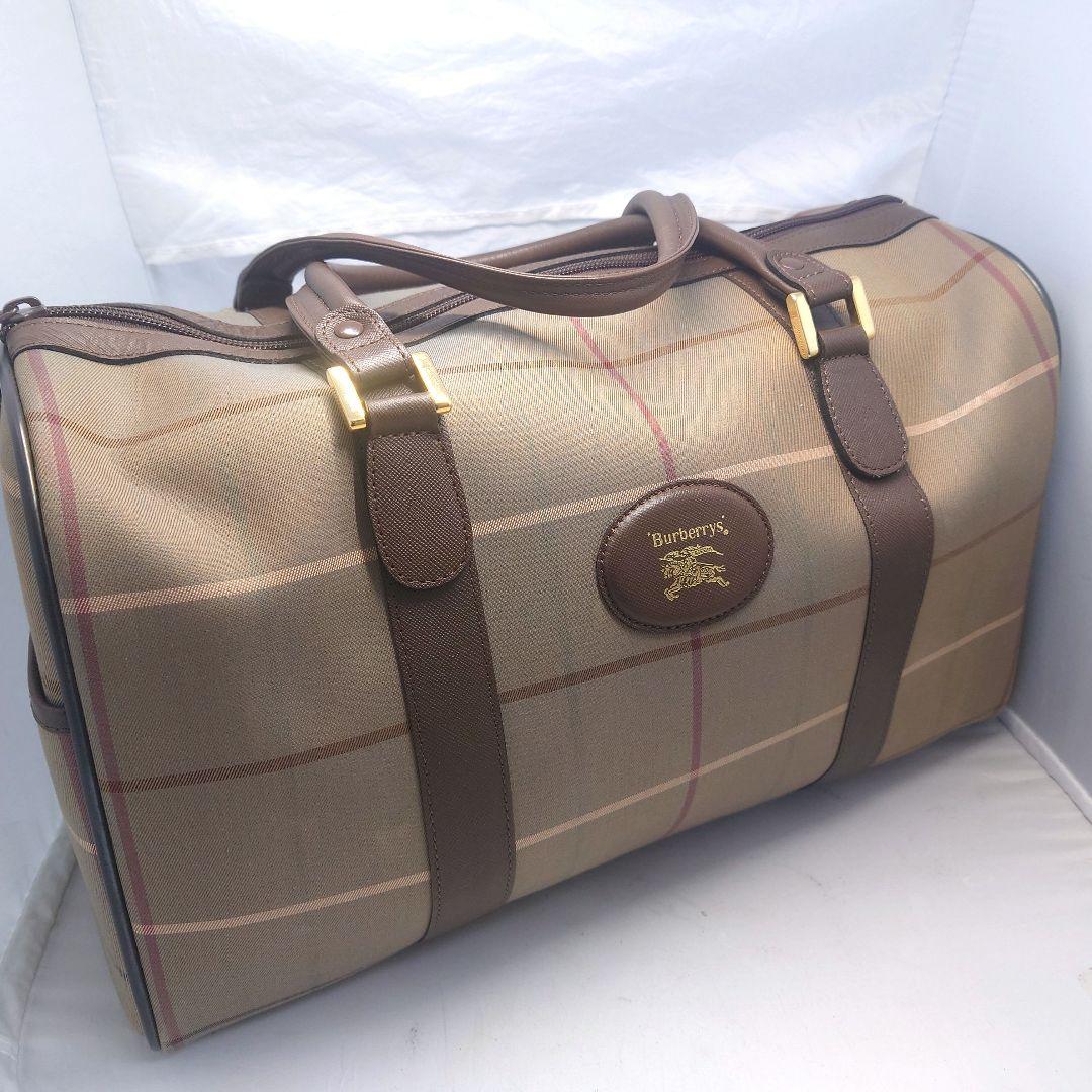 美品　バーバリー　ボストンバッグ　ノバチェック　ホースロゴ　玉虫色　大容量