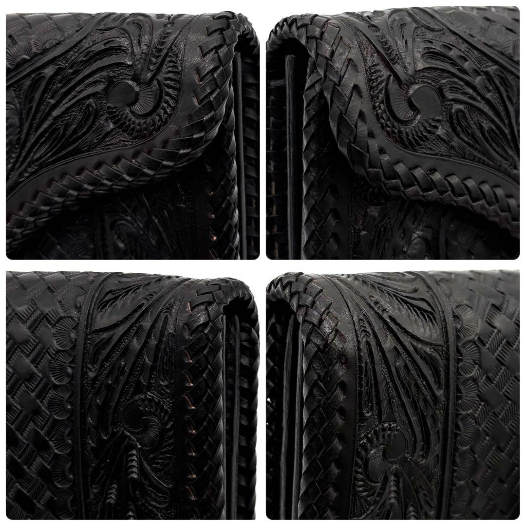 DAYS ART バイカーズウォレット レザー カービング ブラック