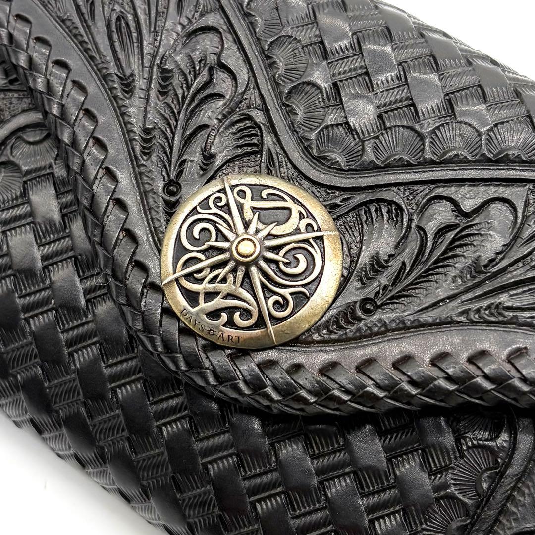 DAYS ART バイカーズウォレット レザー カービング ブラック