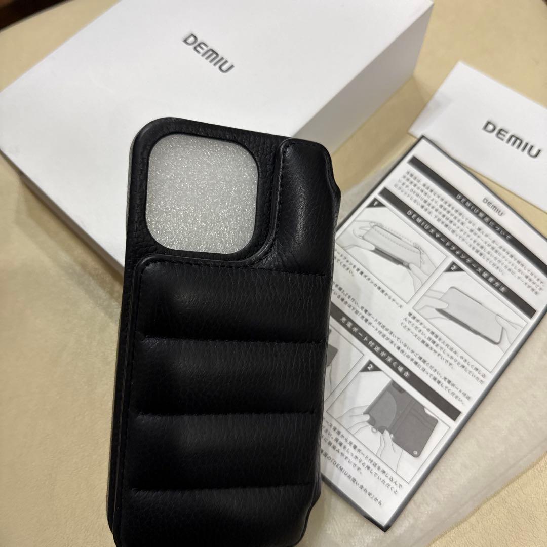 DEMIU iPhone14proケース ブラック レザー