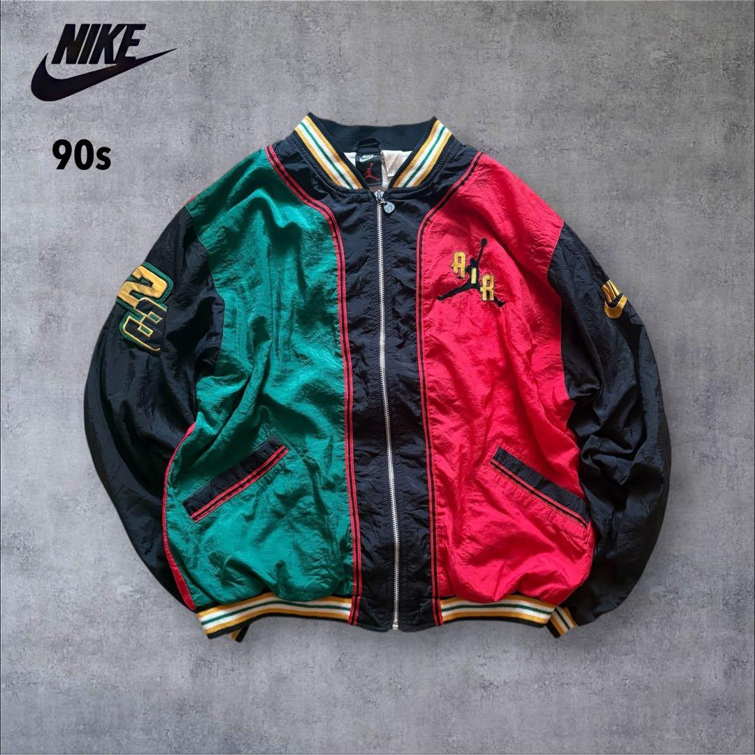 【O23】NIKEエアジョーダン90sナイロンジャケット刺繍23XL短丈ワイド