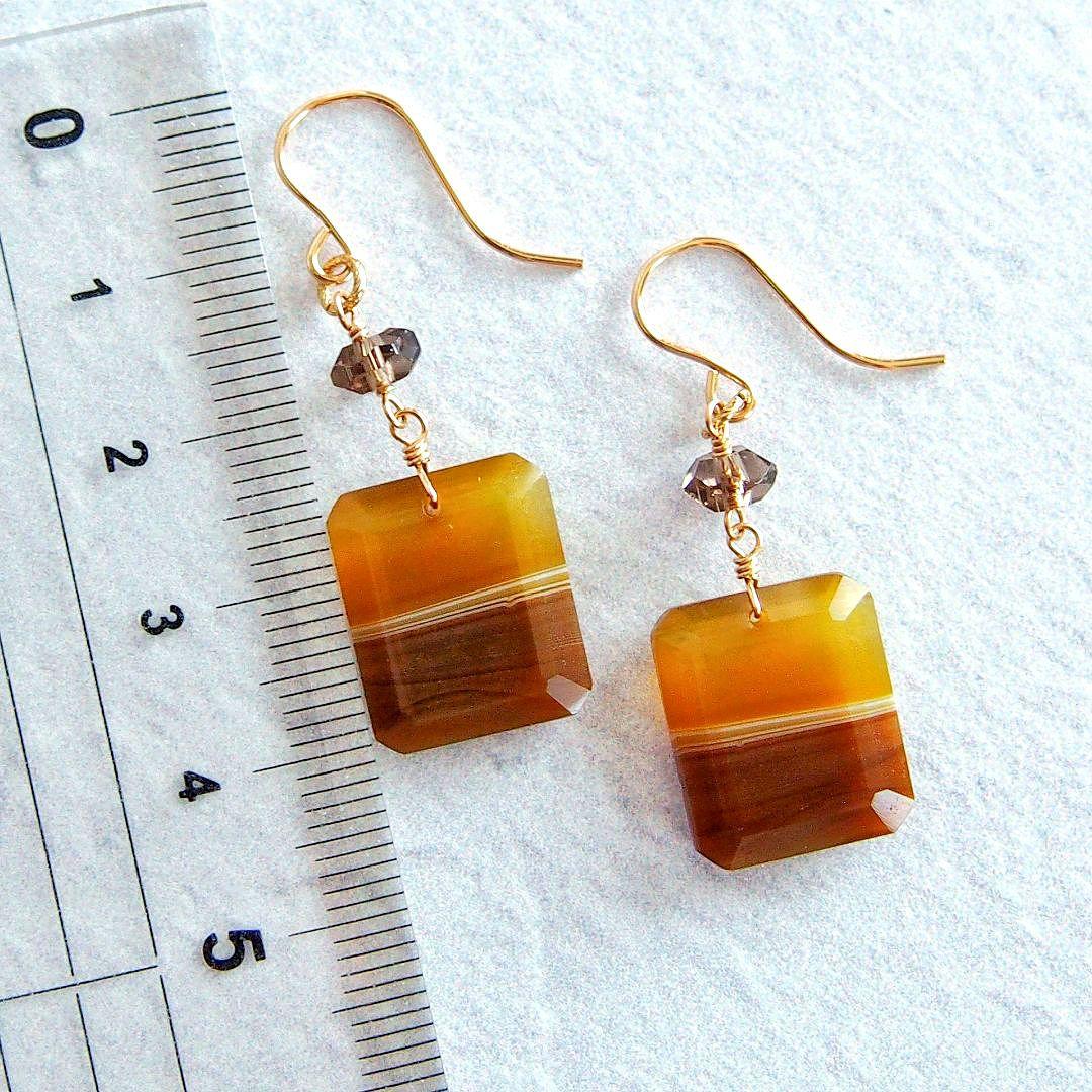 dino13様　イエローバンデッドオニキス　ピアス　14kgf　他1点