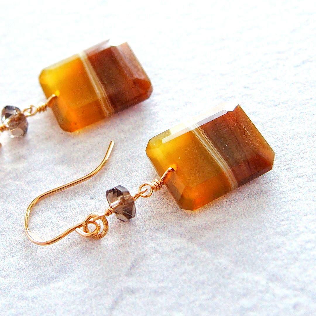 dino13様　イエローバンデッドオニキス　ピアス　14kgf　他1点