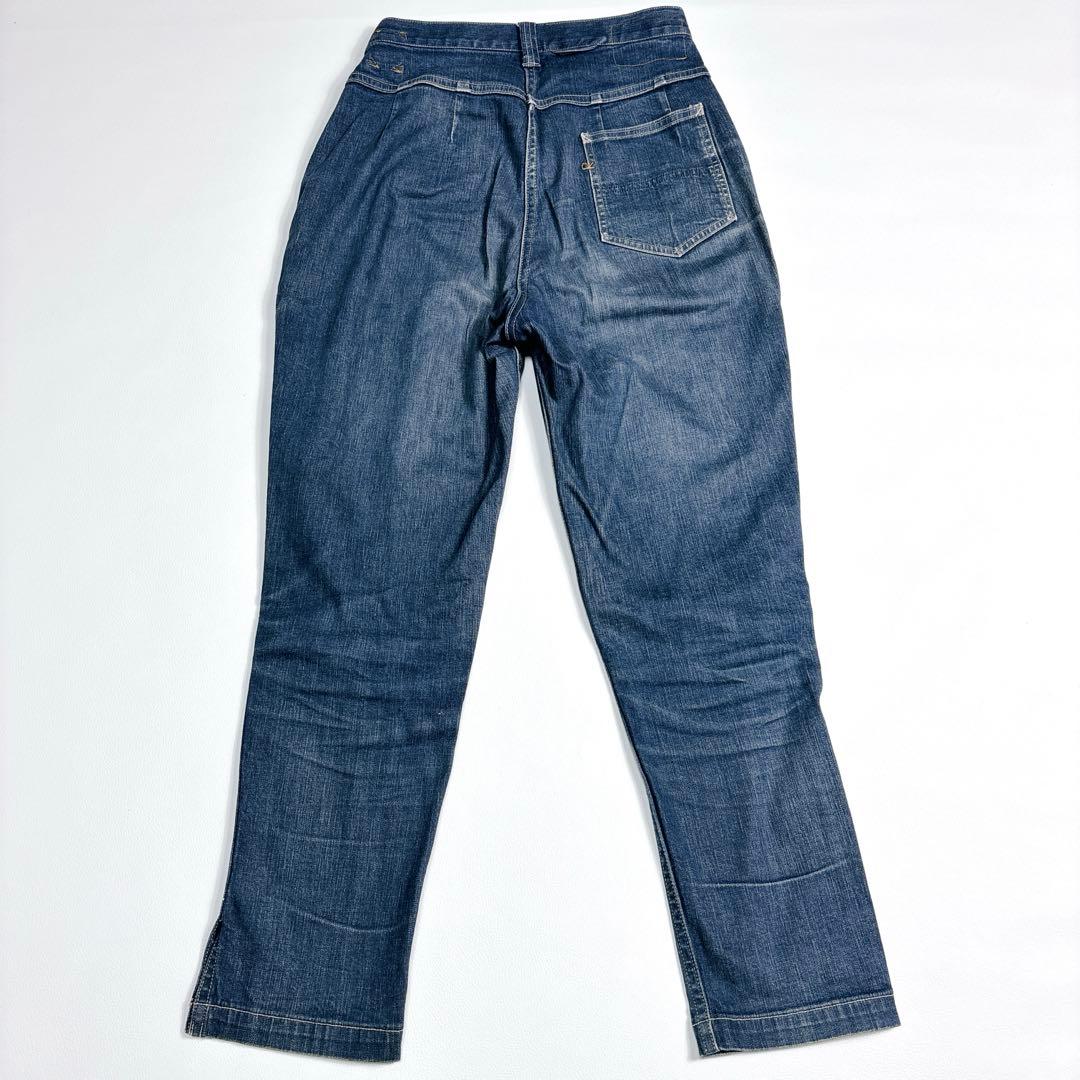 45R ライ麦デニムストレッチの桃比女 ロゴ刺繍 ロゴボタン インディゴ L